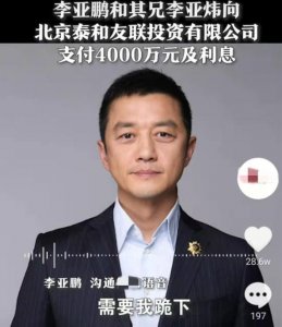 ​李亚鹏欠款四千万，小女友：这事别问我，与王菲离婚原因再遭起底