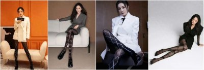​杨幂穿黑丝制服诱惑，大长腿性感又迷人，性张力十足